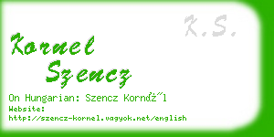 kornel szencz business card